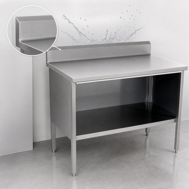 Product image #4 for John Boos EBOS4R5-2460 Open Front Enclosed Base Work Table, 60 x 24 Inches, 14-Gauge Stainless Steel Top, 5-Inch Backsplash