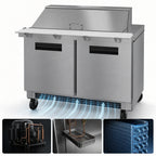 Thumbnail image #4 for Hoshizaki Steelheart SR48B-18M 48-Inch 2-Section Mega Top Reach-In Prep Refrigerator, Stainless Steel, 18-Pan Rail