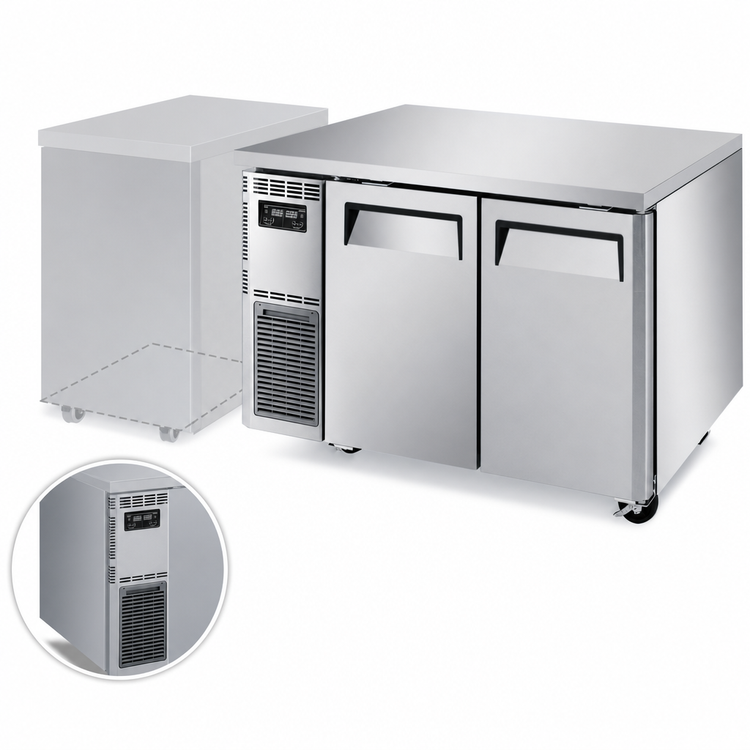 Product image #4 for Turbo Air J Series 2-Section Side Mount Undercounter Dual Temp Refrigerator/Freezer, 47-1/4 Inch Wide