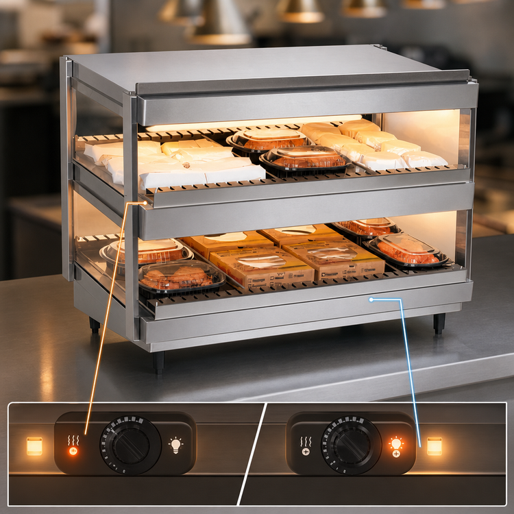 Product image #4 for Nemco 36-Inch Countertop Heated Shelf Merchandiser with Slanted Dual Shelves