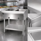 Thumbnail image #4 for Eagle Group SDHT2-240-3 Electric Hot Food Table, 33-Inch Open Base, 2 Dry Wells, 430 Stainless Steel, 240V 3-Phase