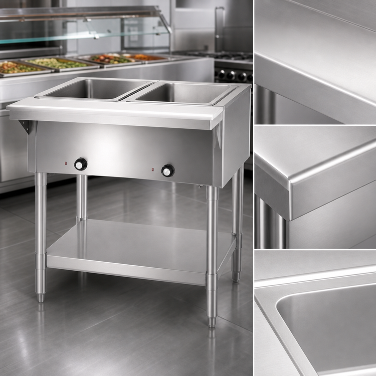 Product image #4 for Eagle Group SDHT2-240-3 33-Inch Electric Open-Base Hot Food Table, 2 Dry Wells, Stainless Steel, 240V Three-Phase