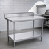 Thumbnail image #4 for Advance Tabco 108-Inch x 30-Inch 304 Stainless Steel Work Table with 5-Inch Backsplash and Galvanized Undershelf