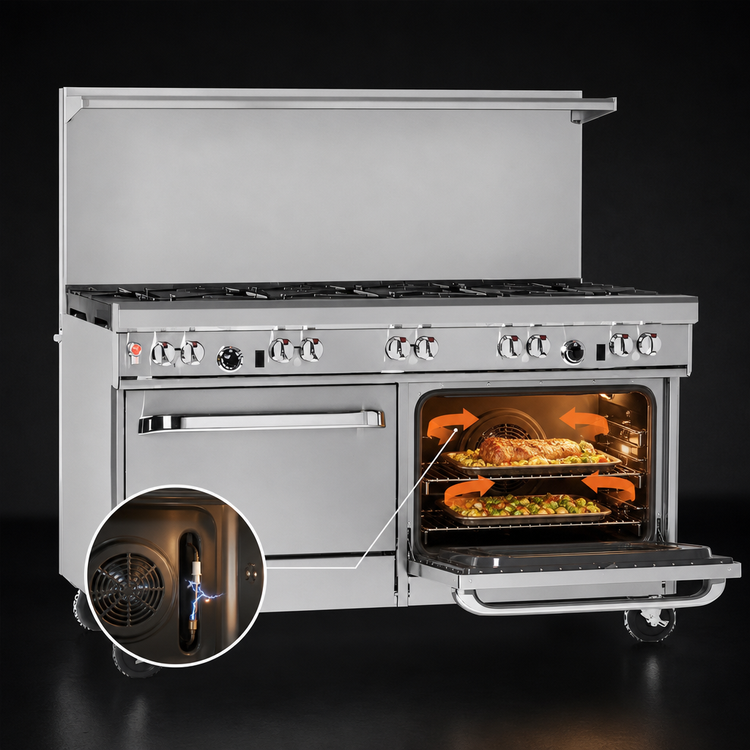 Product image #4 for Southbend Ultimate 60-Inch Gas Restaurant Range with 9 Open Burners, Convection Oven, and Cabinet Base