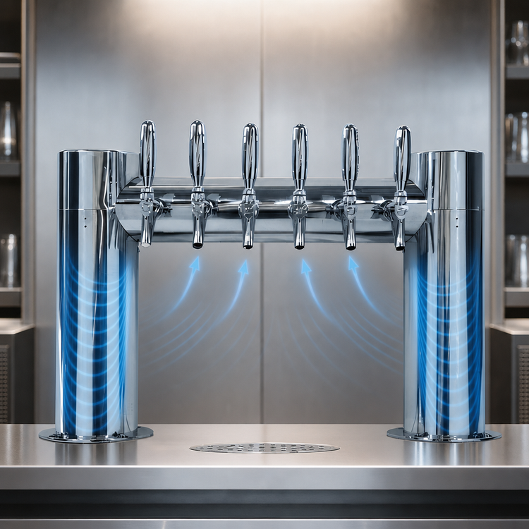 Product image #4 for Micro Matic Metropolis H 2-Column 6-Faucet Air-Cooled Stainless Steel Countertop Draft Tower