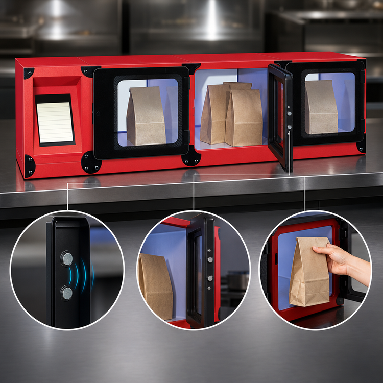 Product image #4 for Hatco Flav-R 2-Go™ Countertop Heated Pickup Food Locker System, 3 Lockers, 120V