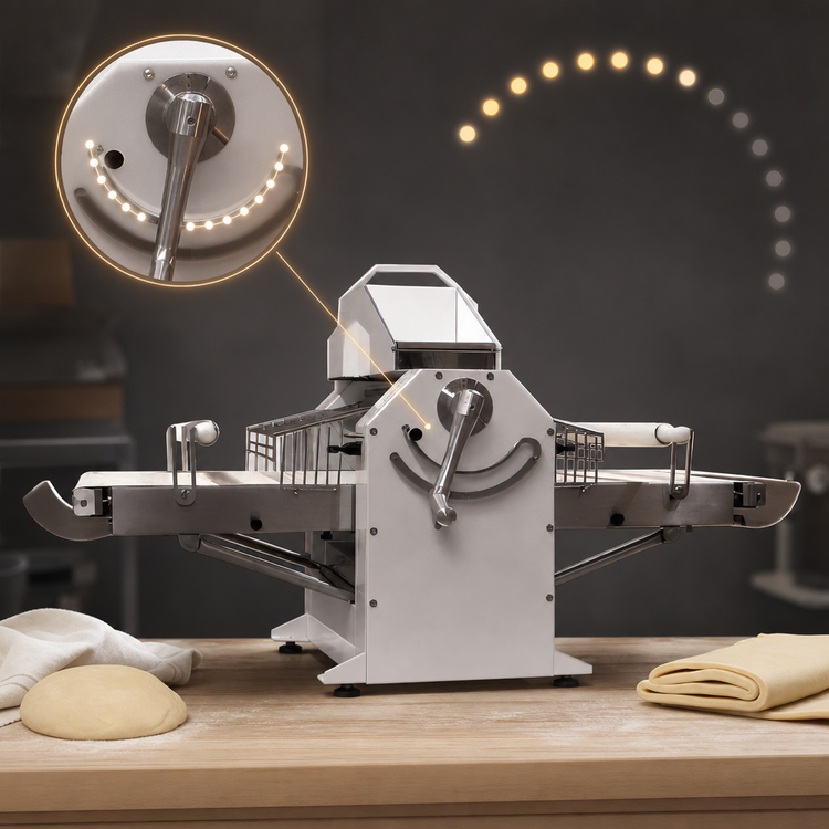 Product image #4 for Doyon Reversible Bench Dough Sheeter with 19-11/16-Inch Stainless Steel Rollers and 20 Speeds