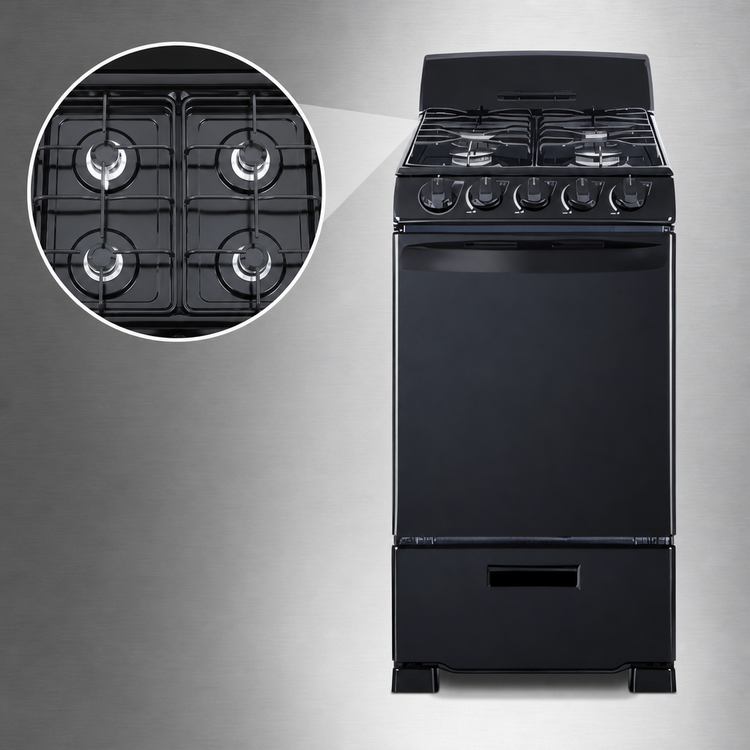 Product image #5 for Summit Commercial 20-Inch Freestanding Compact Gas Range with 2.3 Cu. Ft. Oven and Broiler Compartment