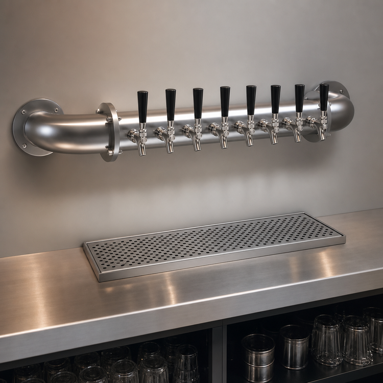 Product image #4 for Glastender PW-8-SS 8-Faucet Wall-Mount Air-Cooled Pipe Wall Draft Dispensing Tower