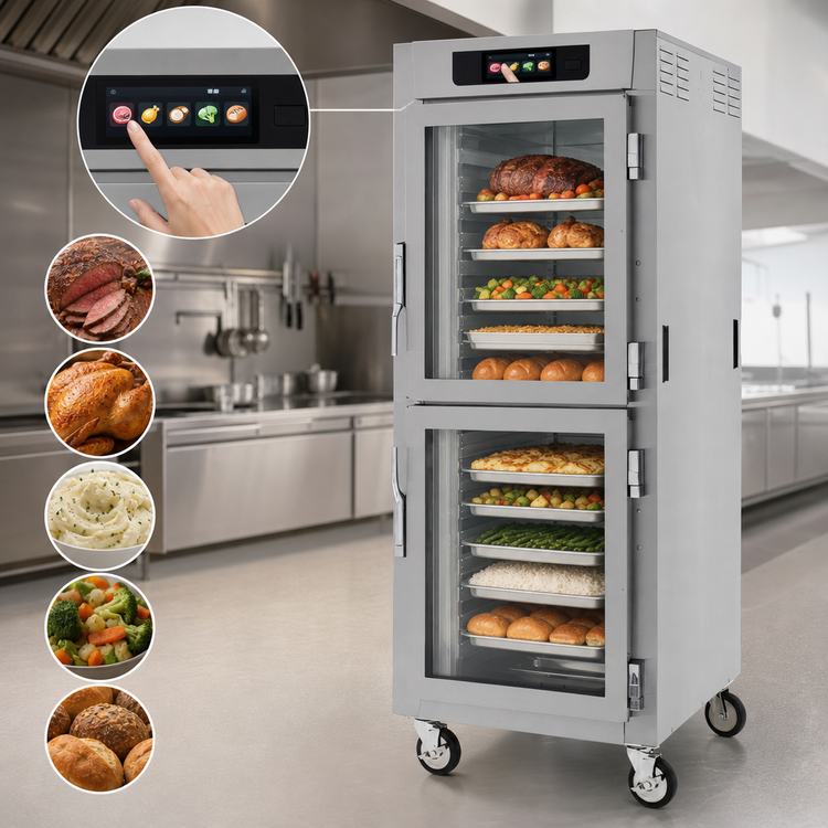 Product image #4 for Metro C5 8 Series Controlled Temperature Heated Holding Cabinet, Full Height, Mobile, Dutch Double-Pane Tempered Glass Doors, Lip Load, 35 Pan Capacity