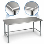 Thumbnail image #4 for Eagle Group Spec-Master T2484STE 84-Inch Stainless Steel Work Table, Open Base, Rolled Edges, 14/300 Series Top