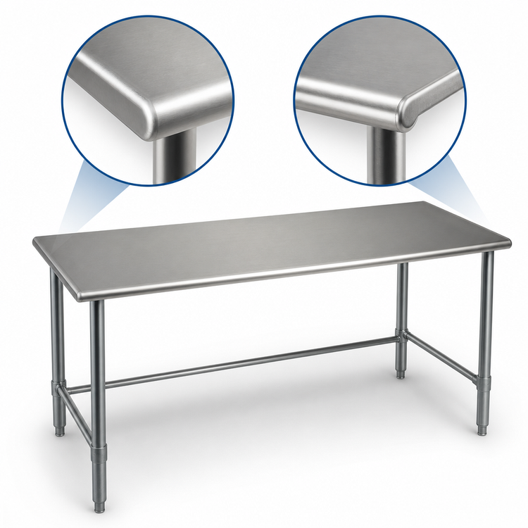 Product image #4 for Eagle Group Spec-Master 84-Inch Stainless Steel Work Table with Rolled Edges and Open Base