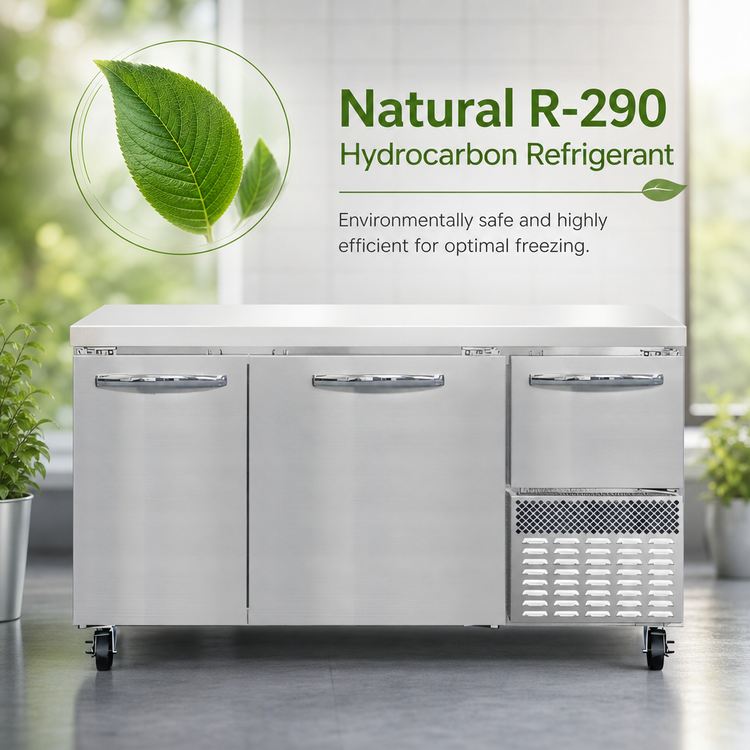 Product image #4 for Continental Refrigerator FA60N 60" 2-Section Freezer Base Worktop Unit with Solid Doors