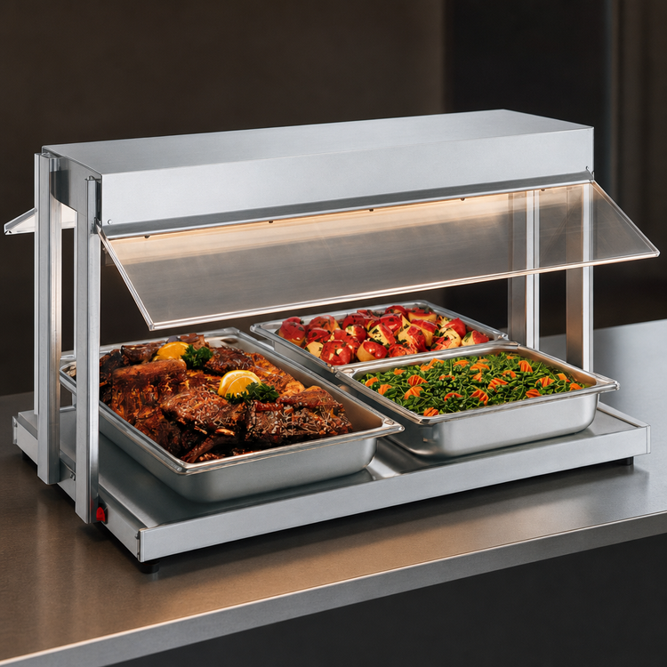Product image #4 for Hatco Glo-Ray® 24-Inch Countertop Buffet Warmer with Heated Base and Sneeze Guards