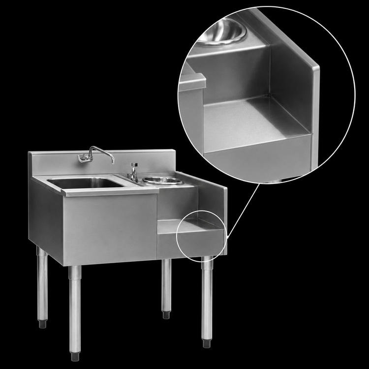 Product image #4 for Eagle 1800 Series 62-Inch Underbar Drainboard, Ice Bin, and Blender Unit with Center Ice Bin and Left Blender Recess