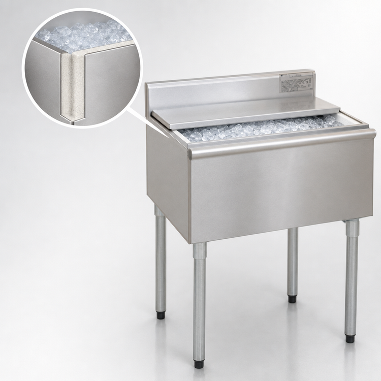 Product image #4 for Eagle Group 1800 Series Insulated Underbar Ice Chest Bar Ice Bin, 18"W x 20"D, 8" Deep, 25 lb. Capacity