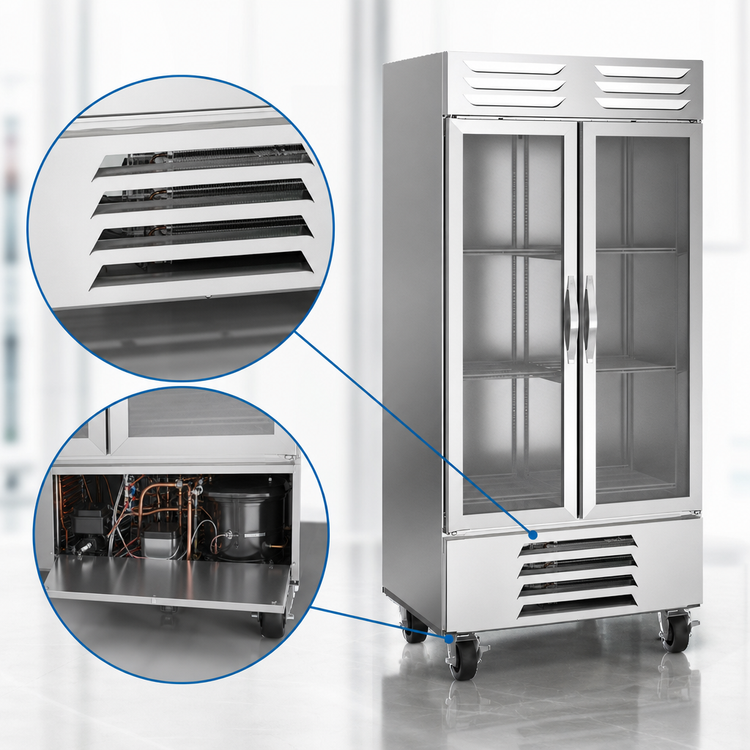 Product image #5 for Beverage-Air Vista Series Two-Section Bottom-Mount Glass Door Reach-In Refrigerator, 35.08 Cu. Ft.