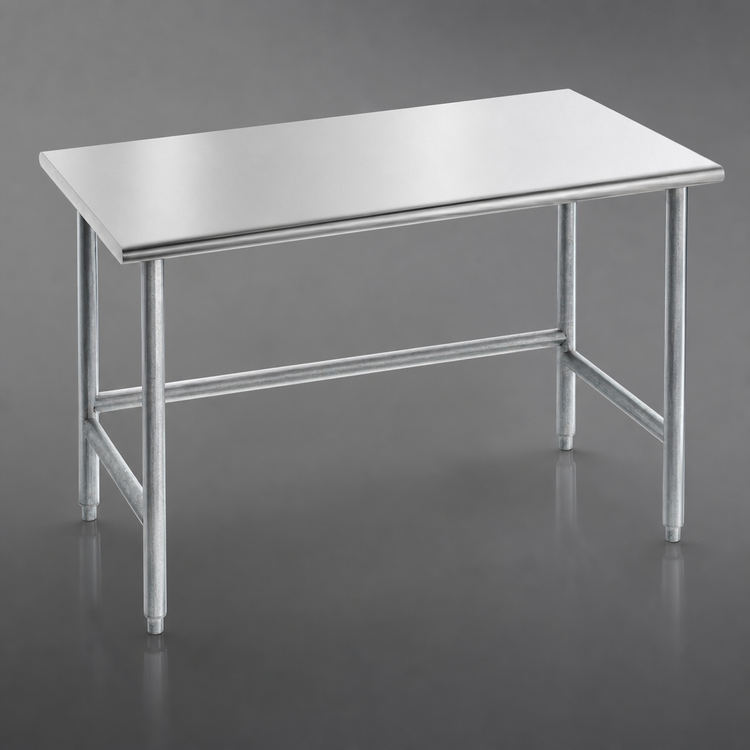 Product image #4 for Advance Tabco TGLG-487 Open Base Work Table, 84 x 48 Inches, 14-Gauge 304 Stainless Steel Top