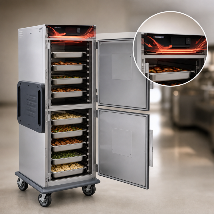 Product image #4 for Mobile Insulated Heated Holding Cabinet with Dutch Doors and 12-Set Pan Slides