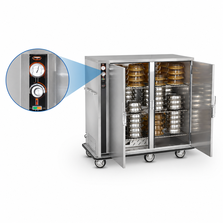 Product image #5 for FWE P-Series Mobile Heated Banquet Transport & Serve Cabinet, 120 Covered Plate Capacity, Stainless Steel