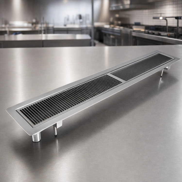 Product image #4 for BK Resources BK-URTR-60 60-Inch Flush-Mount T-304 Stainless Steel Urn Trough with Removable Drip Plate