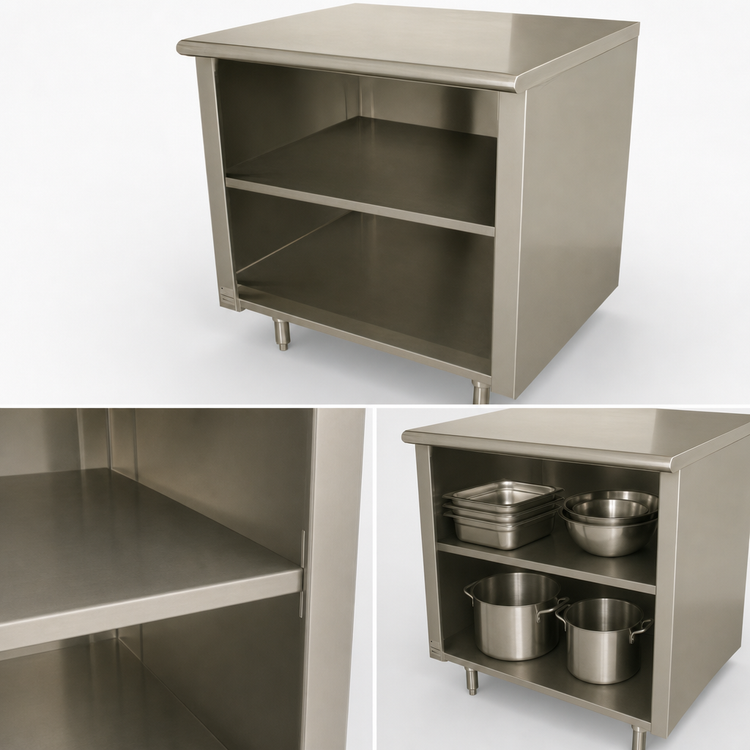 Product image #4 for Advance Tabco Special Value Series 36-Inch W x 30-Inch D Flat Top Open Base Work Table with Mid-Shelf