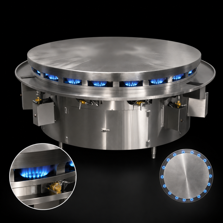 Product image #4 for Town Equipment MBR-72 72-Inch Gas Mongolian Barbecue Range with Cast Iron Top and 12 Burners