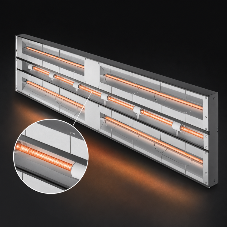 Product image #4 for Hatco Glo-Ray® Max Watt Lighted Dual Infrared Strip Heater, 18-Inch, Aluminum, 3-Inch Spacer