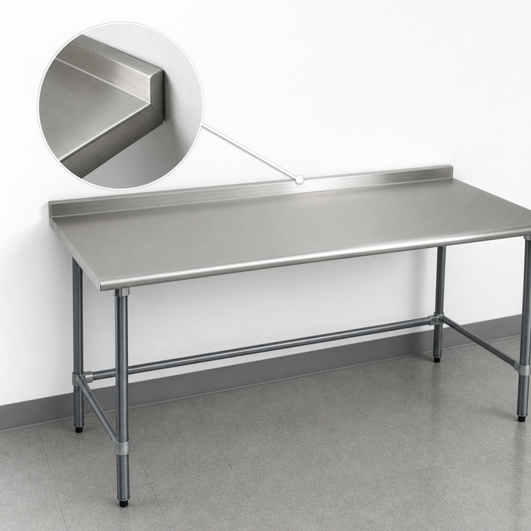 Product image #4 for BlendPort Deluxe Series 84-Inch x 24-Inch Stainless Steel Work Table with Rear Upturn and Galvanized Tubular Base