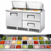 Thumbnail image #4 for True 64-Inch Two-Section Sandwich/Salad Prep Table with 1 Door and 2 Drawers