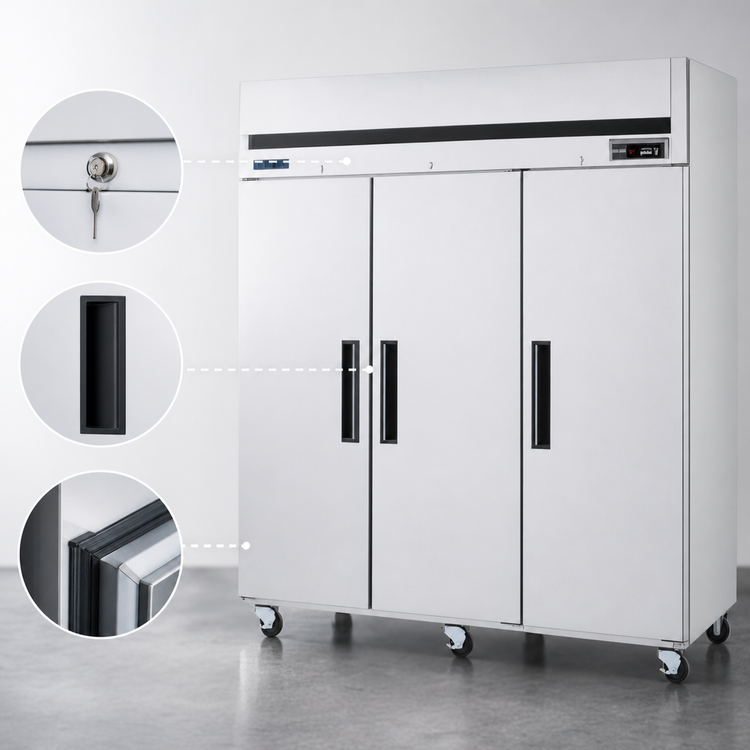 Product image #4 for Maxx Cold MCFT-72FDHC Three-Section Upright Reach-In Freezer - 66.7 cu. ft.