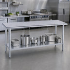 Thumbnail image #4 for Duke Manufacturing 314S-30108 108-Inch Stainless Steel Work Table, 14-Gauge 300-Series Top, Undershelf, No Backsplash