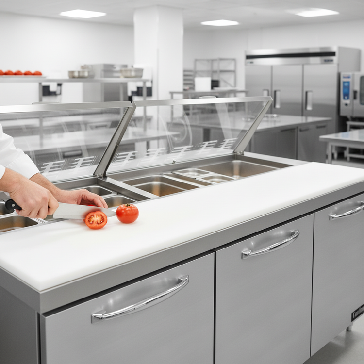 Product image #3 for Continental Refrigerator Designer Line D72N27M 72" Mighty Top Three-Section Sandwich Prep Table