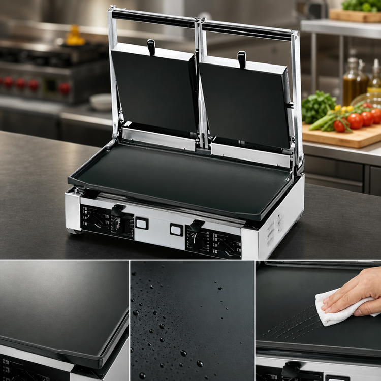 Product image #4 for Univex PPRESS2F Double Countertop Electric Flat Panini Press with Smooth Cast Iron Plates