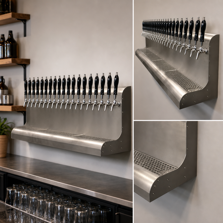 Product image #4 for Perlick 3076-16 Wall-Mount Air-Cooled 16-Faucet Modular Stainless Steel Draft Beer Dispensing Tower