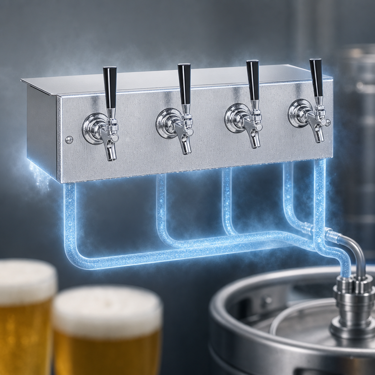 Product image #4 for Perlick Spacesaver 4-Faucet Glycol-Cooled Underbar Draft Beer Dispensing Head