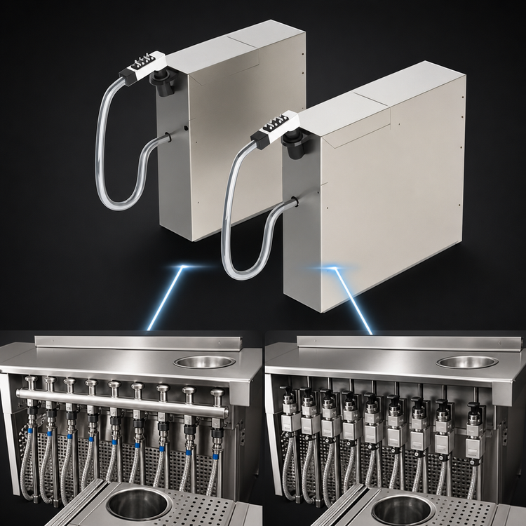 Product image #4 for Top Shelf TS Series 6-Inch Stainless Steel Underbar Soda Gun Filler Section
