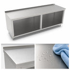 Thumbnail image #4 for John Boos 4CO6R1.5-2496 96" x 24" Open-Front Modular Base Work Table, 16-Gauge 300 Series Stainless Top, 1-1/2" Rear Riser