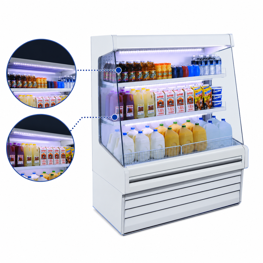 Two Rows of LED Lighted Shelves