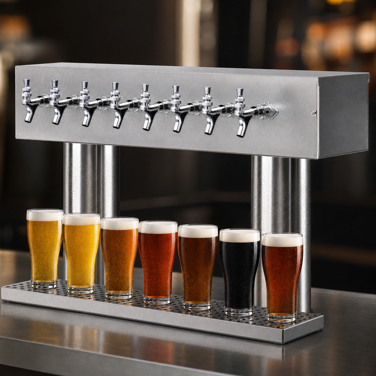 Product image #4 for Double Pedestal Glycol-Cooled Countertop Draft Beer Tower with 8 Faucets