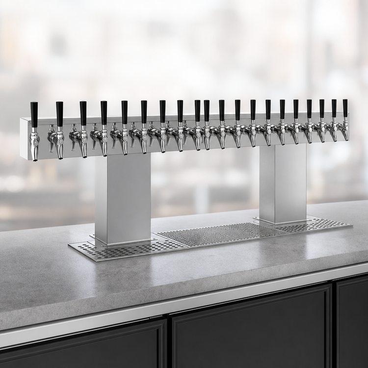Product image #4 for Perlick Bridge Tee Countertop Extra High Glycol-Cooled Draft Beer Tower, 20 Faucets, Stainless Steel