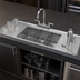 Thumbnail image #4 for Klinger's Trading Triple Compartment Drop-In Bar Sink with Dual Drainboards, Faucet & Basket Drain