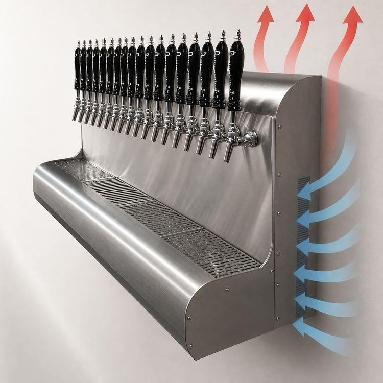 Product image #4 for Perlick 20-Faucet Wall-Mount Air-Cooled Stainless Steel Modular Draft Beer Dispensing Tower
