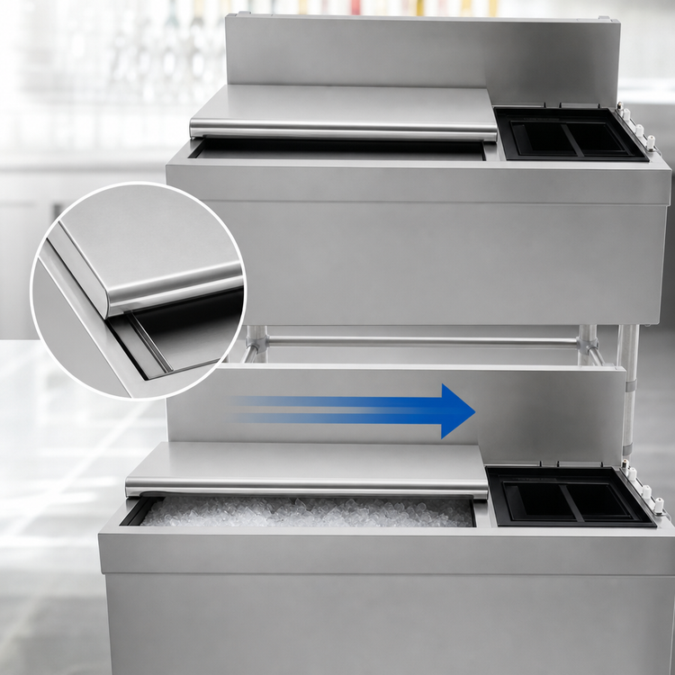 Product image #4 for Spec-Bar Combo Ice Bin/Bottle Unit with Sliding Cover, 48-Inch W x 19-Inch D, 67 lb. Capacity