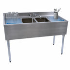 Thumbnail image #4 for BK Resources UB4-21-248TS 48-Inch Two-Compartment Underbar Sink with Dual Drainboards, Faucet, Stainless Steel, 4-1/2-Inch Backsplash