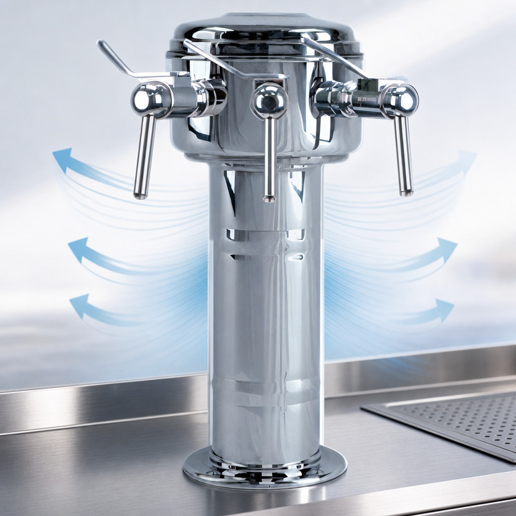 Product image #4 for Sommelier Countertop Air-Cooled Wine Font with 3 Stainless Steel Side Pull Faucets