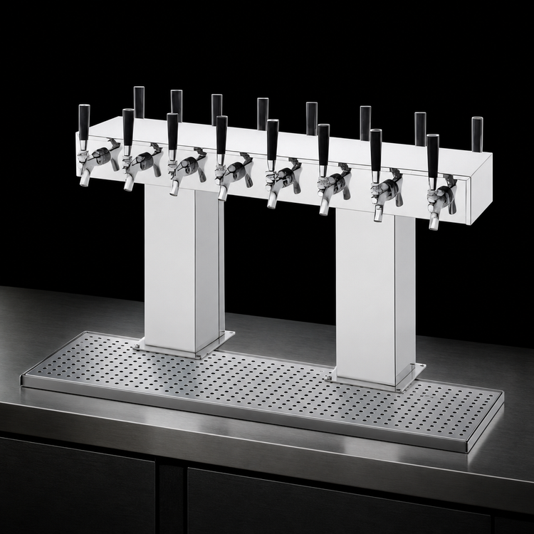 Product image #4 for Perlick 20-Faucet Extra High Countertop Glycol-Cooled Bridge Tee Draft Beer Tower, Polished Chrome