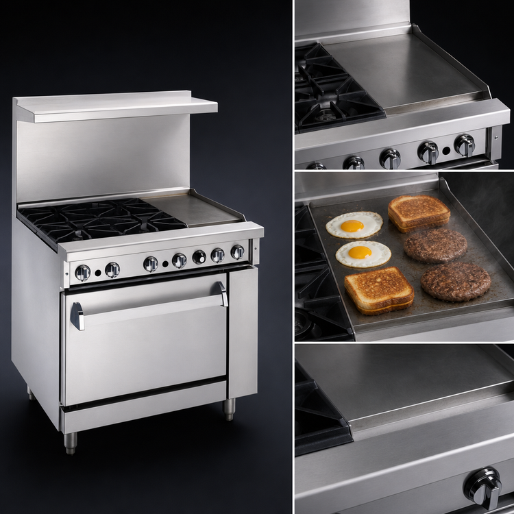 Product image #4 for Imperial Pro Series 36-Inch Gas Restaurant Range with 4 Open Burners, 12-Inch Griddle, and Standard Oven