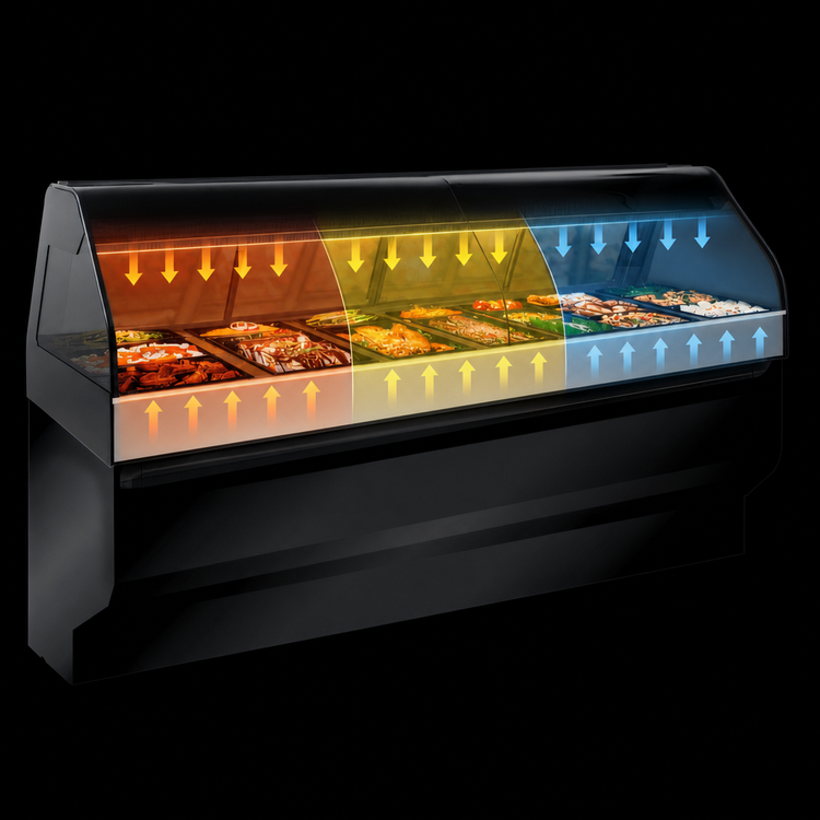 Product image #4 for Alto-Shaam Halo Heat 96-Inch Full-Service Hot Food Display Case with Curved Glass Front and Stationary Base