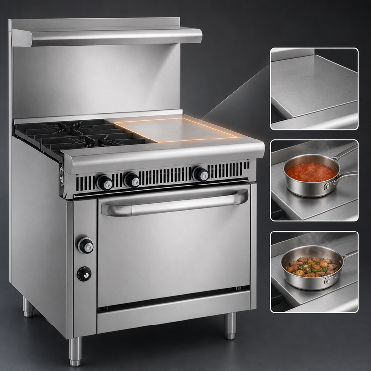 Product image #4 for Imperial Spec Series 36-Inch Heavy Duty Gas Range with 4 Open Burners, 12-Inch Hot Top, and Standard Oven